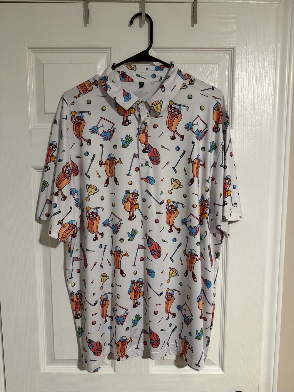 White Golf Novelty Print Polo Shirt